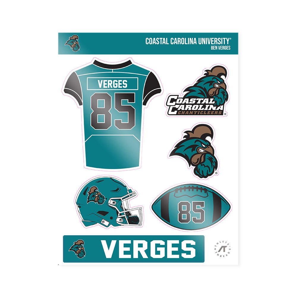 Coastal Carolina - NCAA Football : Ben Verges - Sticker Sheet-0