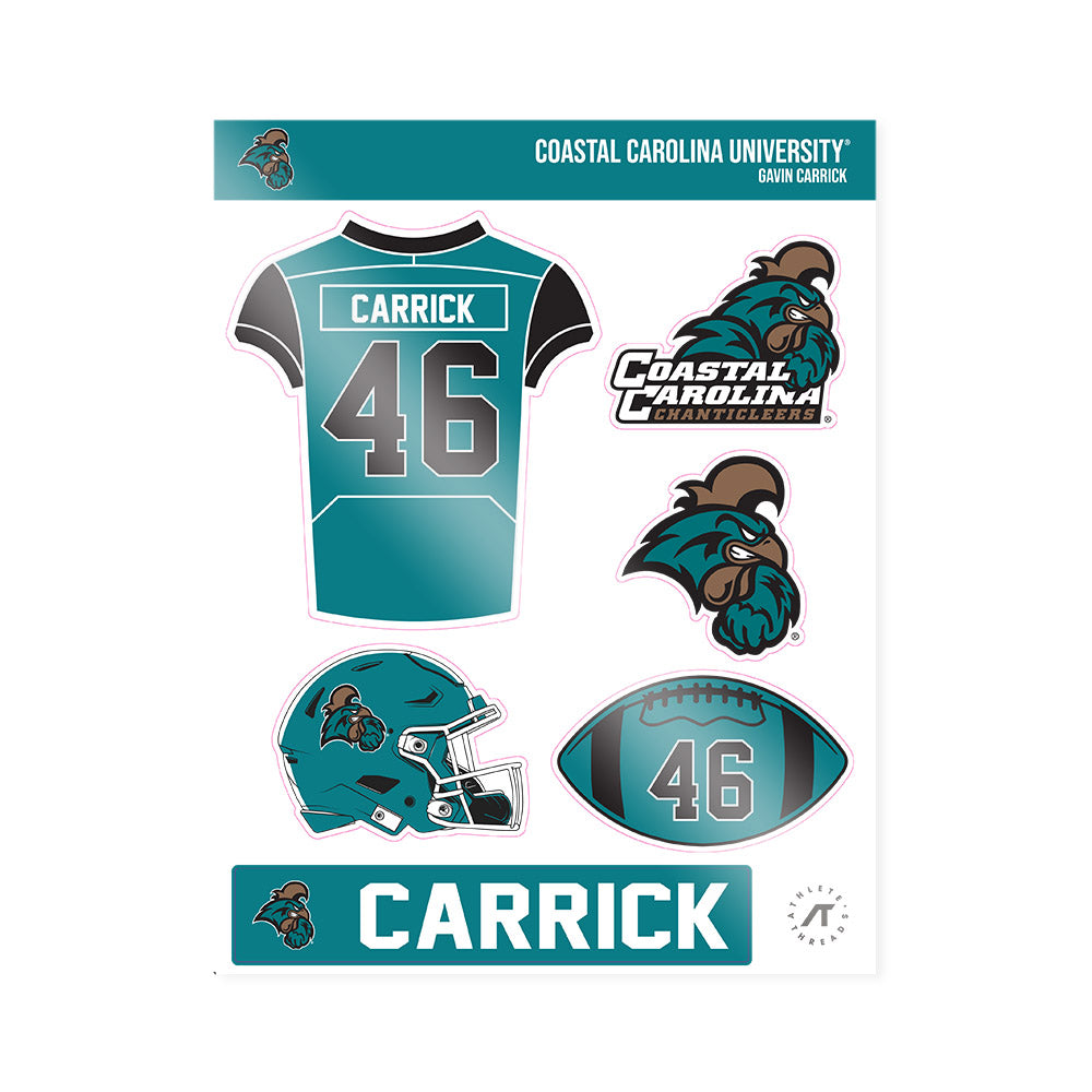 Coastal Carolina - NCAA Football : Gavin Carrick - Sticker Sheet-0