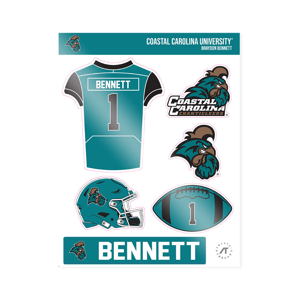 Coastal Carolina - NCAA Football : Braydon Bennett - Sticker Sheet-0