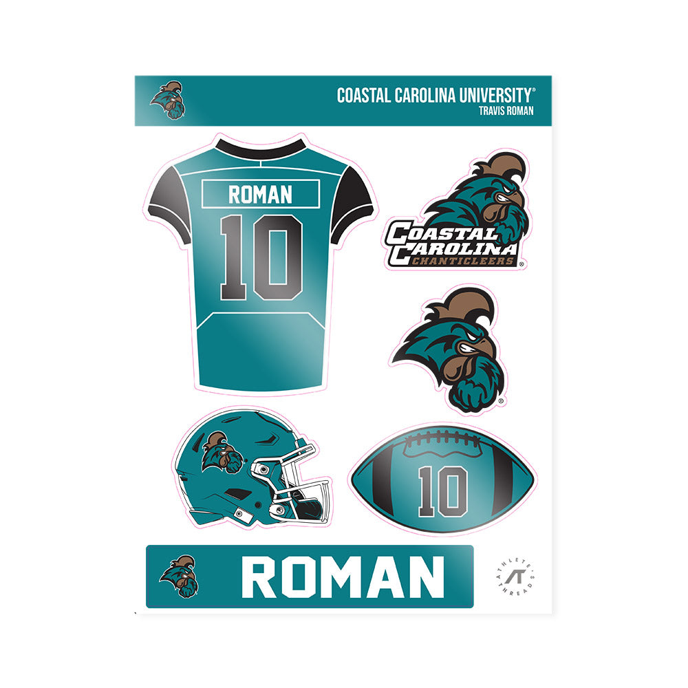 Coastal Carolina - NCAA Football : Travis Roman - Sticker Sheet-0