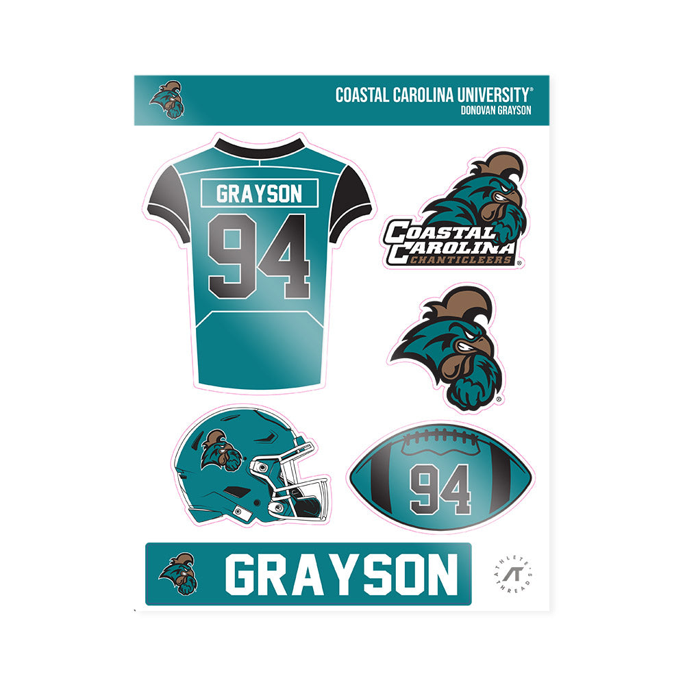 Coastal Carolina - NCAA Football : Donovan Grayson - Sticker Sheet-0