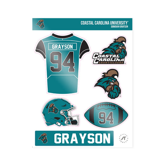 Coastal Carolina - NCAA Football : Donovan Grayson - Sticker Sheet-0