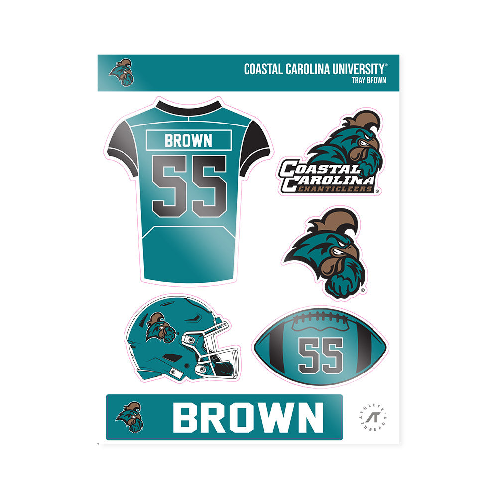 Coastal Carolina - NCAA Football : Tray Brown - Sticker Sheet-0