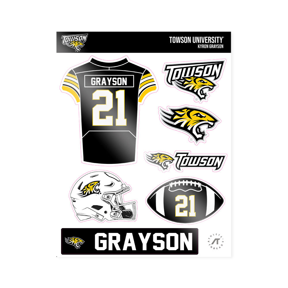 Towson - NCAA Football : Kyron Grayson - Sticker Sheet-0