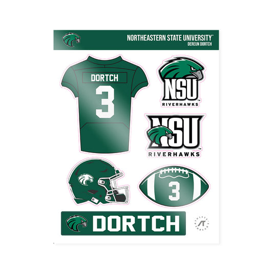 Northeastern State - NCAA Football : Dereun Dortch - Sticker Sheet-0