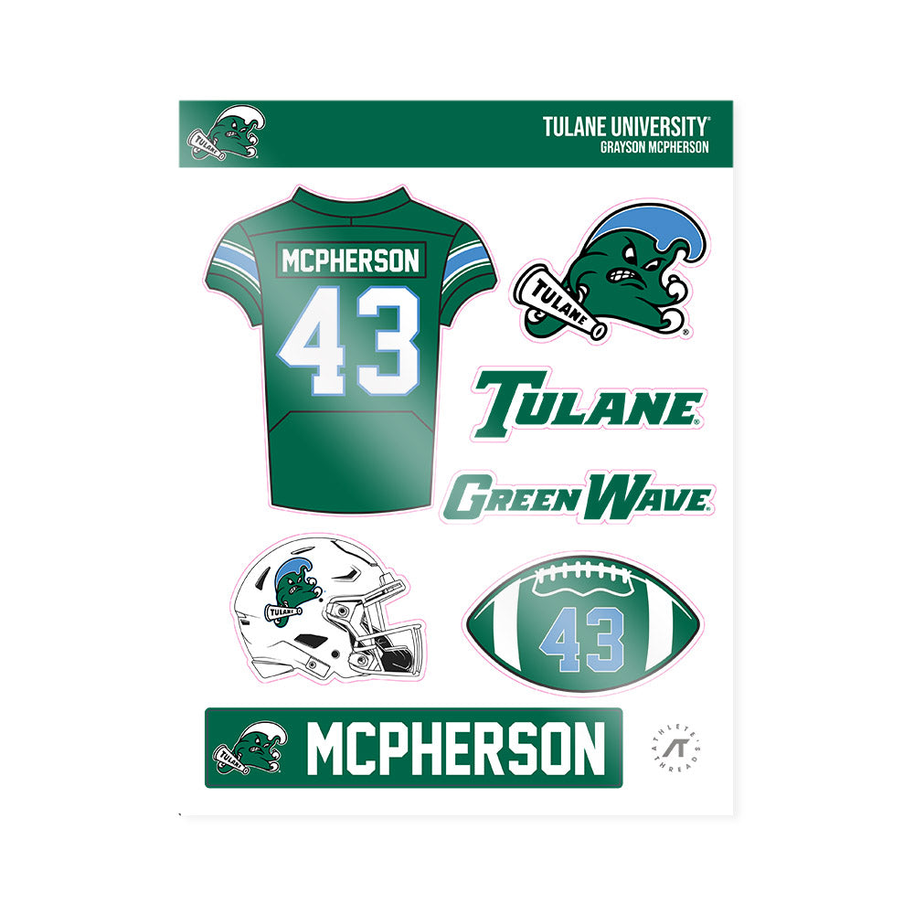 Tulane - NCAA Football : Grayson McPherson - Sticker Sheet-0