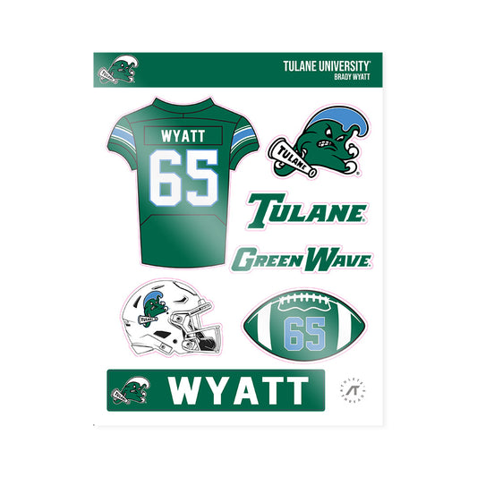 Tulane - NCAA Football : Brady Wyatt - Sticker Sheet-0