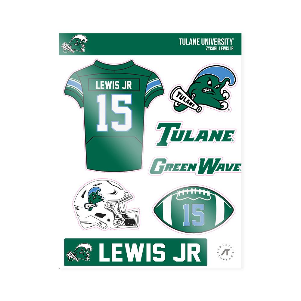Tulane - NCAA Football : Zycarl Lewis Jr - Sticker Sheet-0