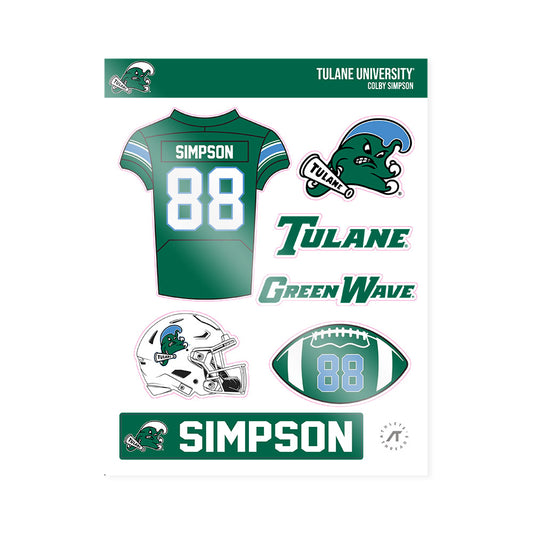 Tulane - NCAA Football : Colby Simpson - Sticker Sheet-0