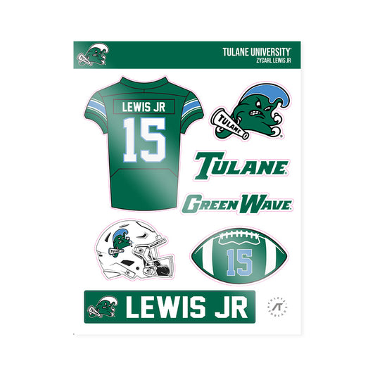 Tulane - NCAA Football : Zycarl Lewis Jr - Sticker Sheet-0