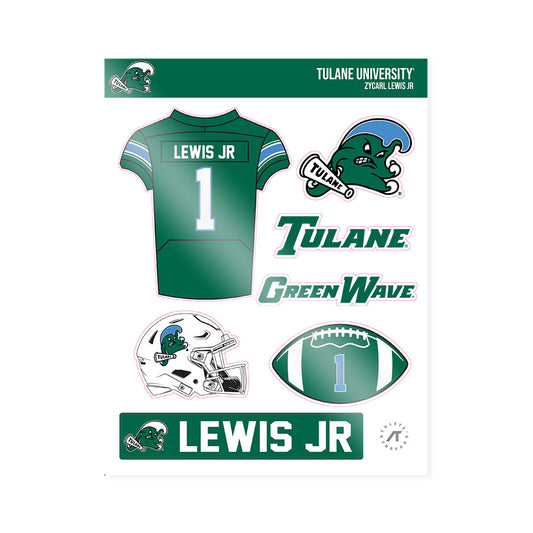 Tulane - NCAA Football : Zycarl Lewis Jr - Sticker Sheet-0