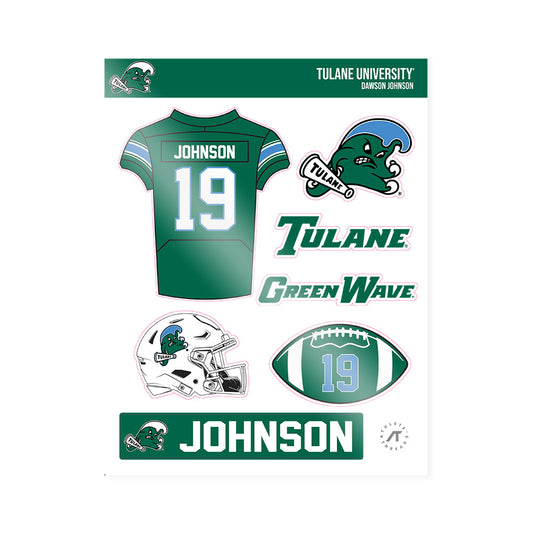 Tulane - NCAA Football : Dawson Johnson - Sticker Sheet-0