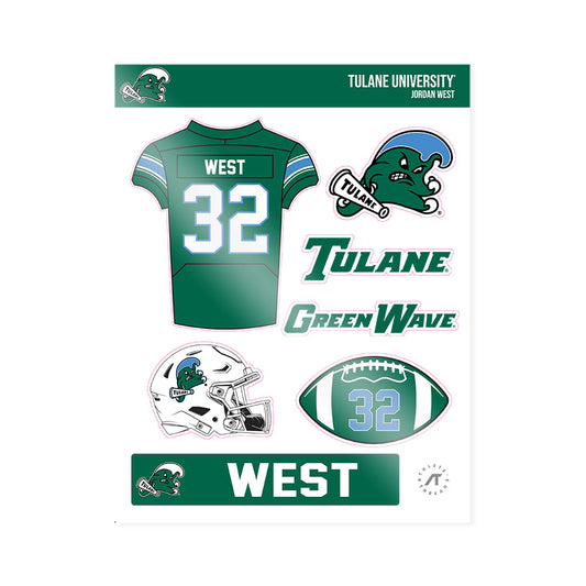 Tulane - NCAA Football : Jordan West - Sticker Sheet-0