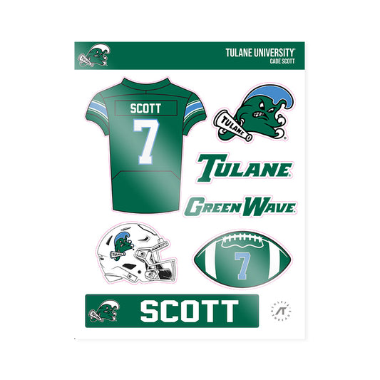 Tulane - NCAA Football : Cade Scott - Sticker Sheet-0
