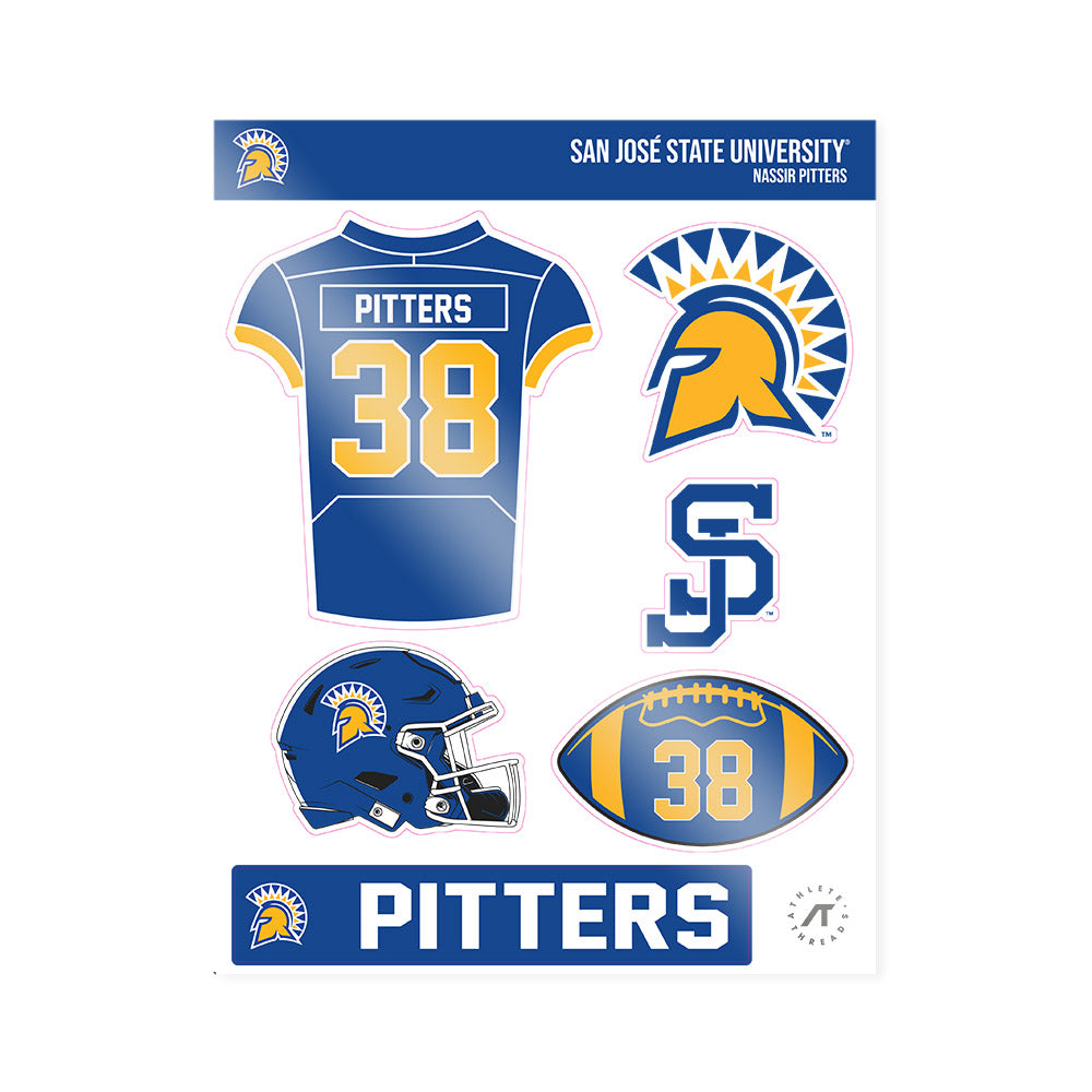 SJSU - NCAA Football : Nassir Pitters - Sticker Sheet-0