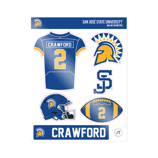 SJSU - NCAA Football : Maliki Crawford - Sticker Sheet-0