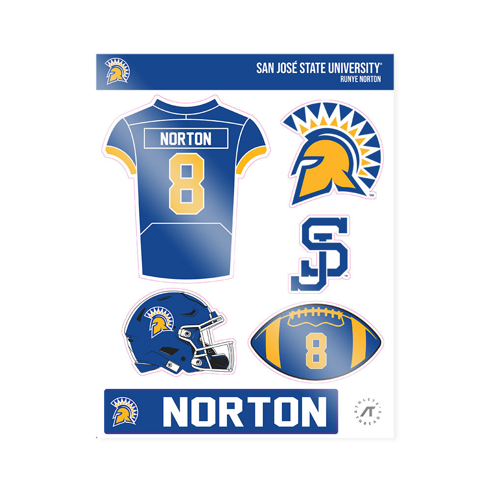 SJSU - NCAA Football : Runye Norton - Sticker Sheet-0
