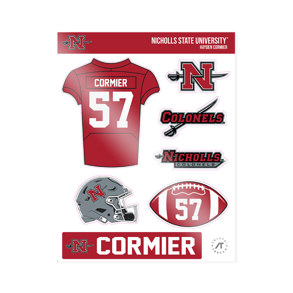 Nicholls State - NCAA Football : Hayden Cormier - Sticker Sheet-0