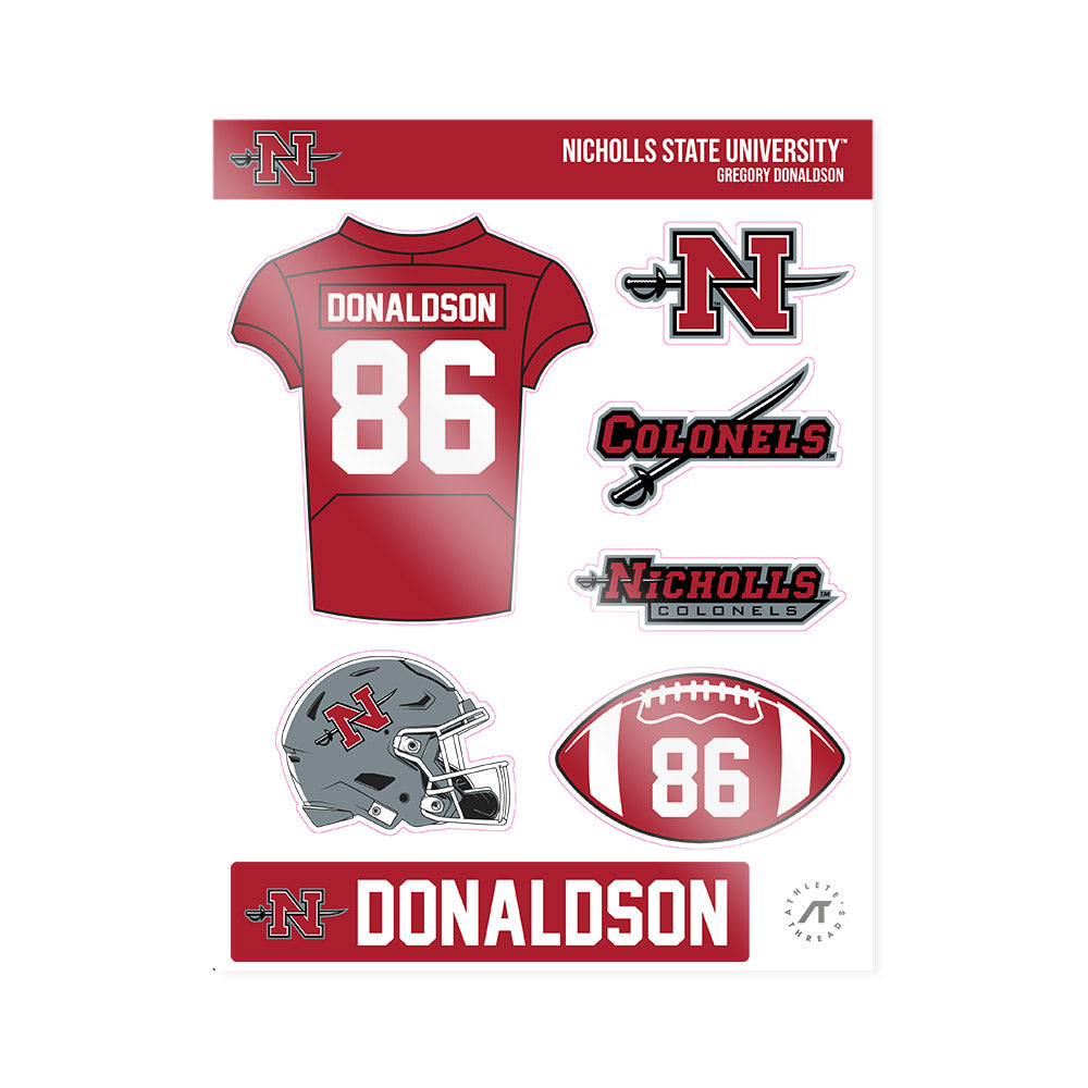 Nicholls State - NCAA Football : Gregory Donaldson - Sticker Sheet-0