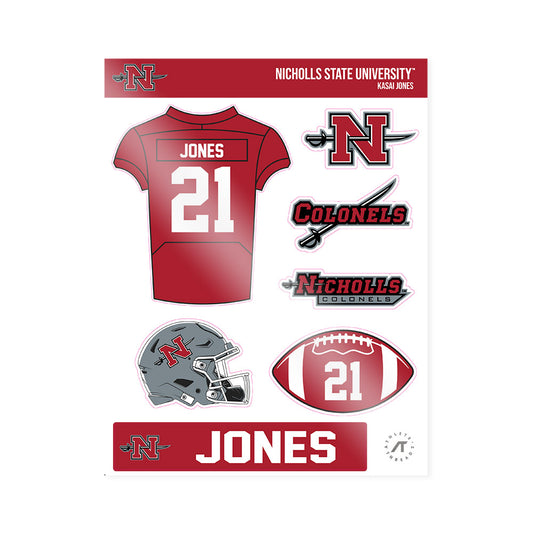 Nicholls State - NCAA Football : Kasai Jones - Sticker Sheet-0