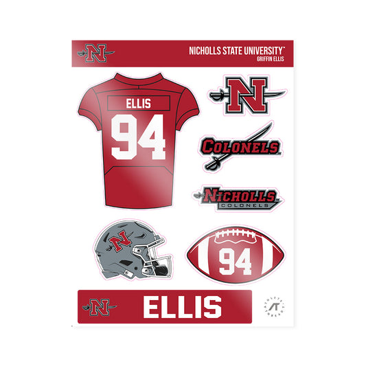 Nicholls State - NCAA Football : Griffin Ellis - Sticker Sheet-0