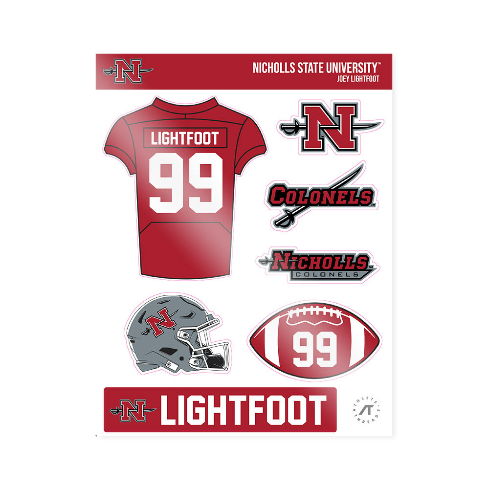 Nicholls State - NCAA Football : Joey Lightfoot - Sticker Sheet-0