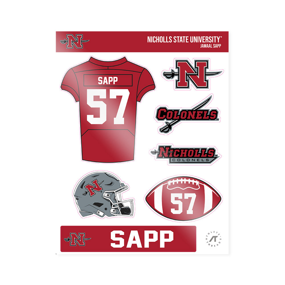 Nicholls State - NCAA Football : Jamaal Sapp - Sticker Sheet-0