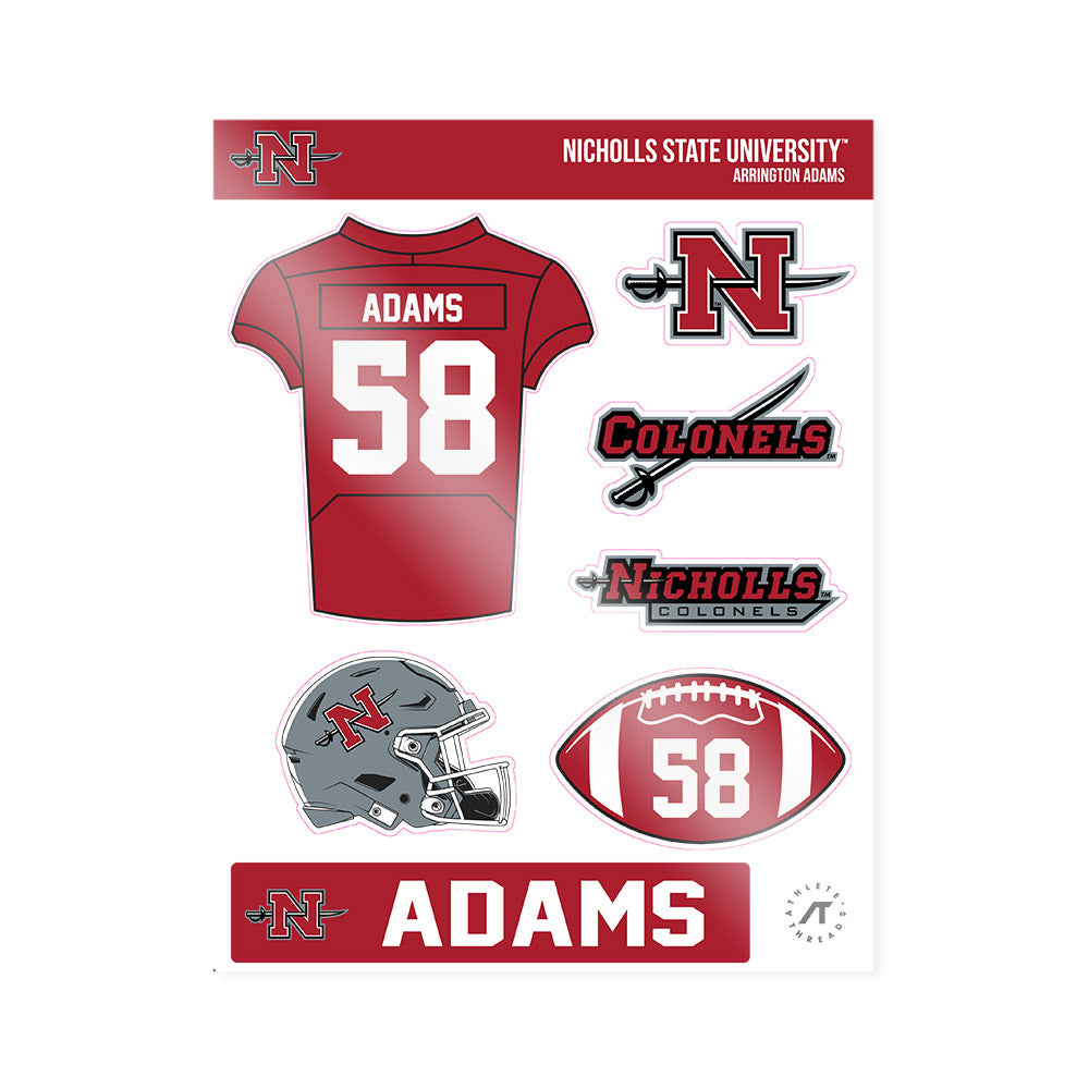 Nicholls State - NCAA Football : Arrington Adams - Sticker Sheet-0