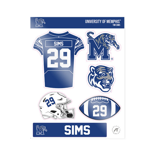 Memphis - NCAA Football : Tim Sims - Sticker Sheet-0