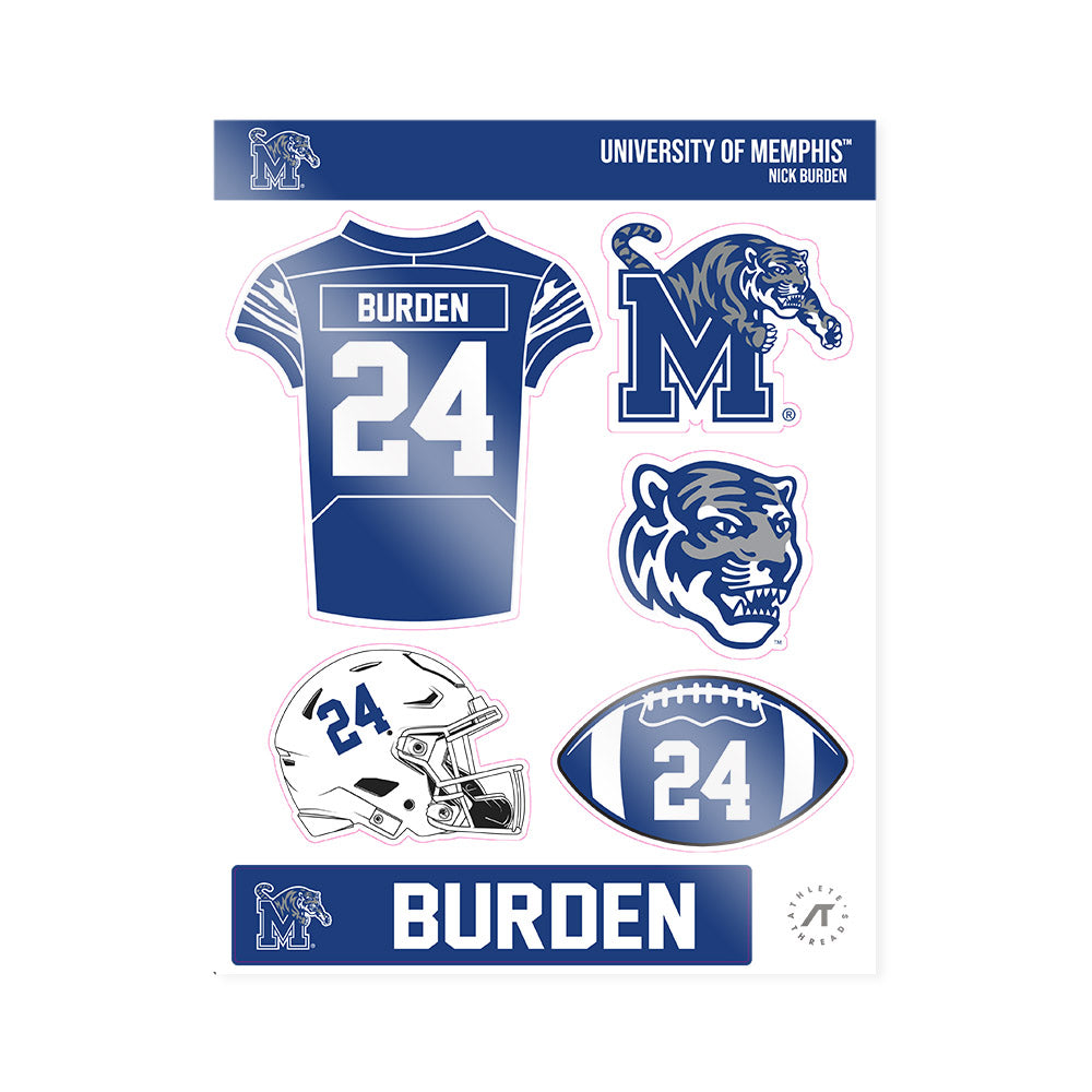 Memphis - NCAA Football : Nick Burden - Sticker Sheet-0