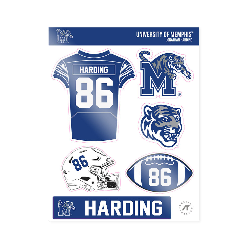 Memphis - NCAA Football : Jonathan Harding - Sticker Sheet-0