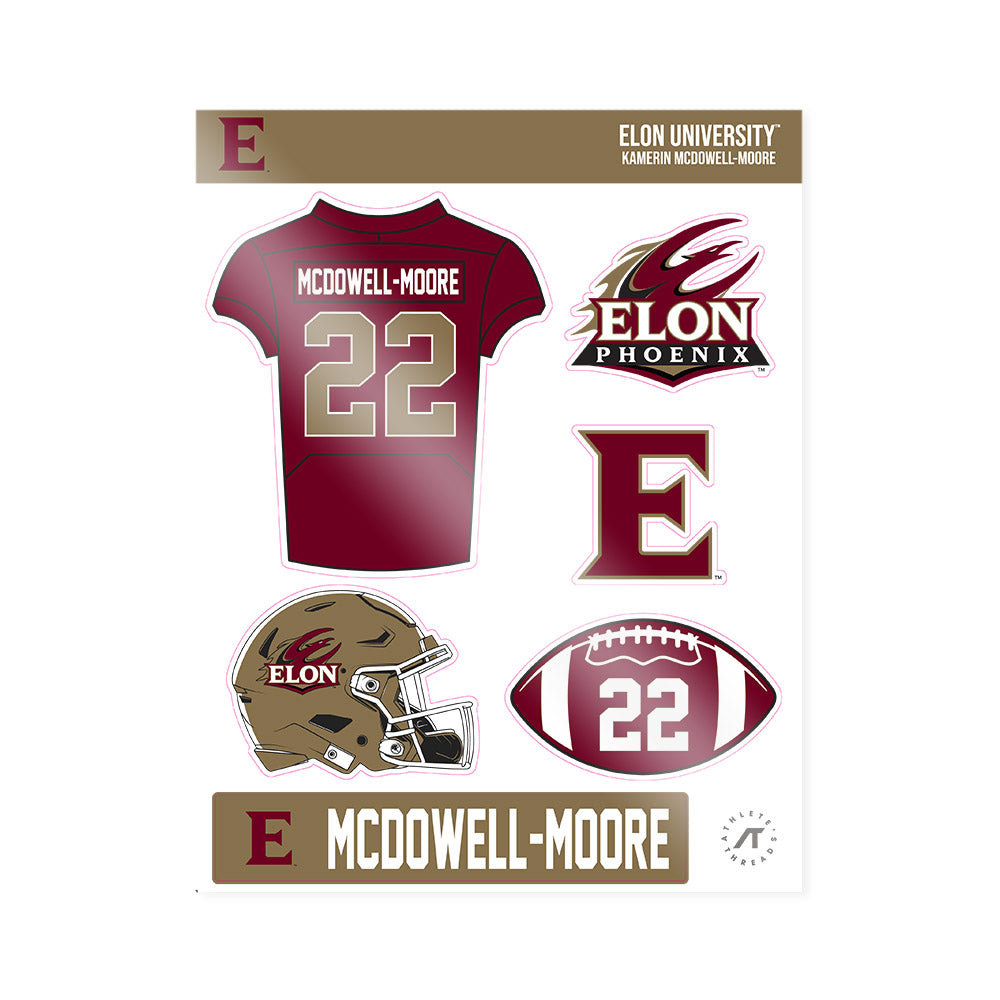 Elon - NCAA Football : Kamerin McDowell-Moore - Sticker Sheet-0