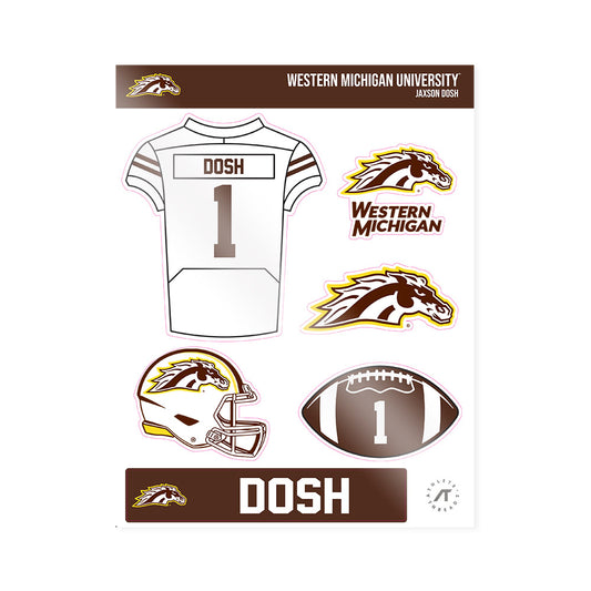 Western Michigan - NCAA Football : Jaxson Dosh - Sticker Sheet-0