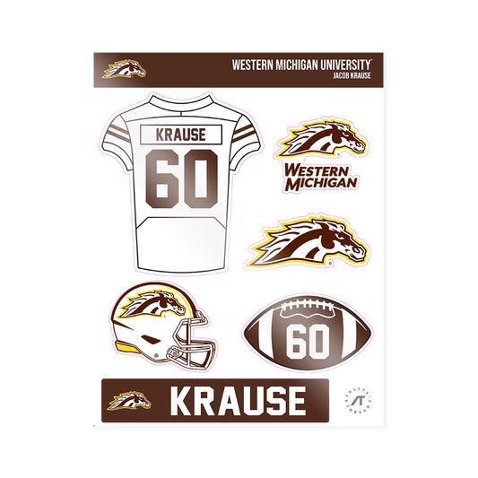 Western Michigan - NCAA Football : Jacob Krause - Sticker Sheet-0