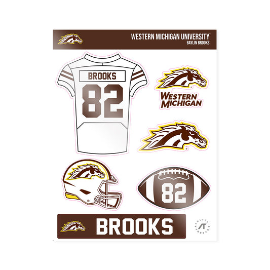 Western Michigan - NCAA Football : Baylin Brooks - Sticker Sheet-0