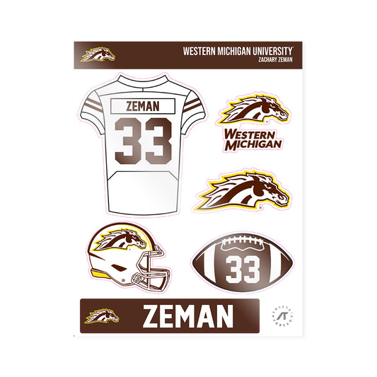Western Michigan - NCAA Football : Zachary Zeman - Sticker Sheet-0