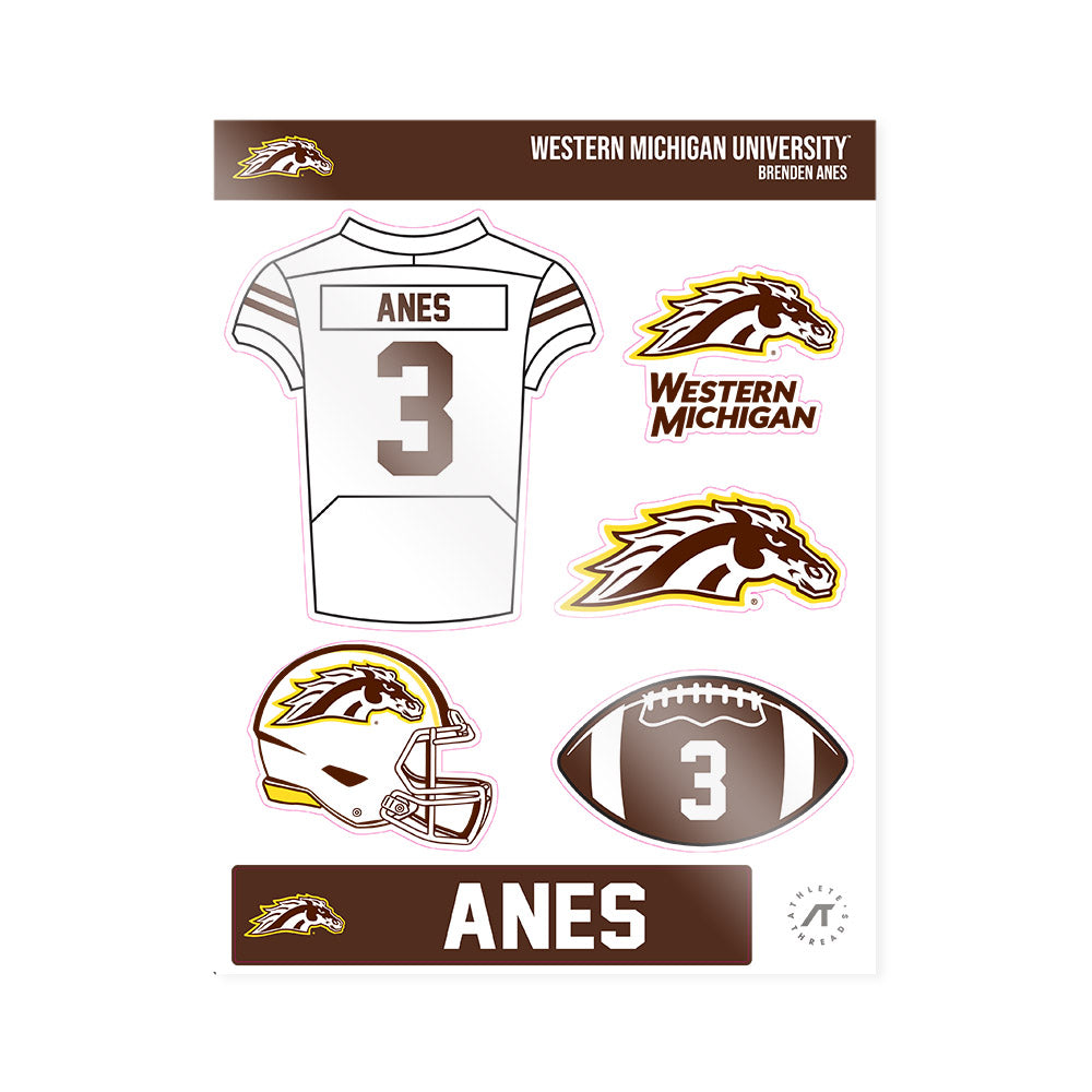 Western Michigan - NCAA Football : Brenden Anes - Sticker Sheet-0