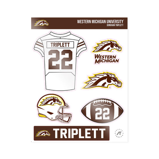 Western Michigan - NCAA Football : Donovan Triplett - Sticker Sheet-0