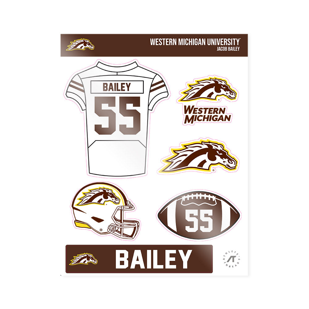 Western Michigan - NCAA Football : Jacob Bailey - Sticker Sheet-0