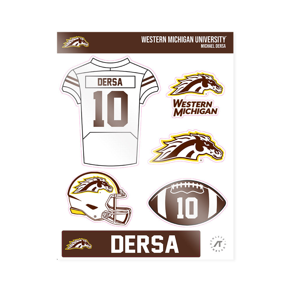 Western Michigan - NCAA Football : Michael Dersa - Sticker Sheet-0