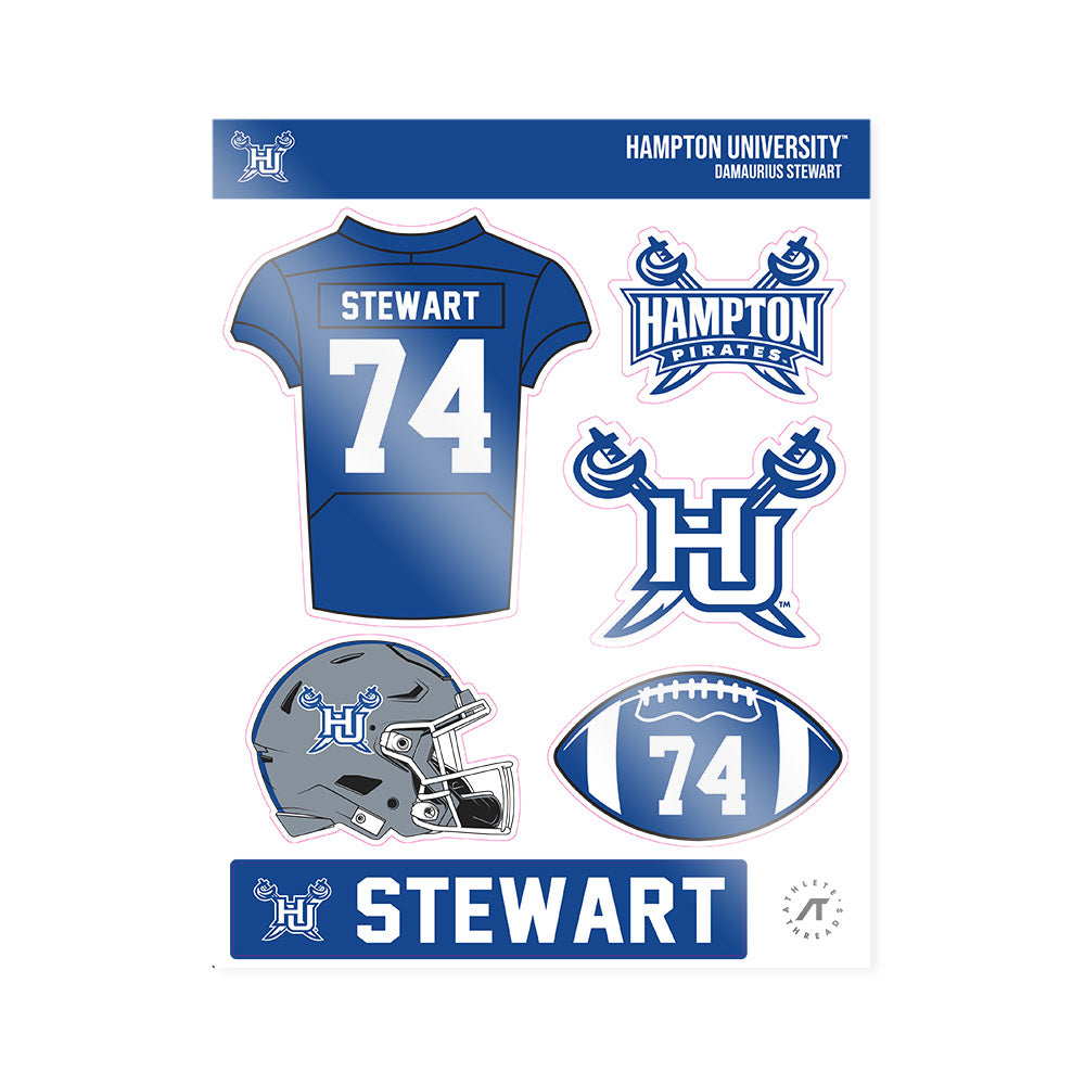 Hampton - NCAA Football : Damaurius Stewart - Sticker Sheet-0