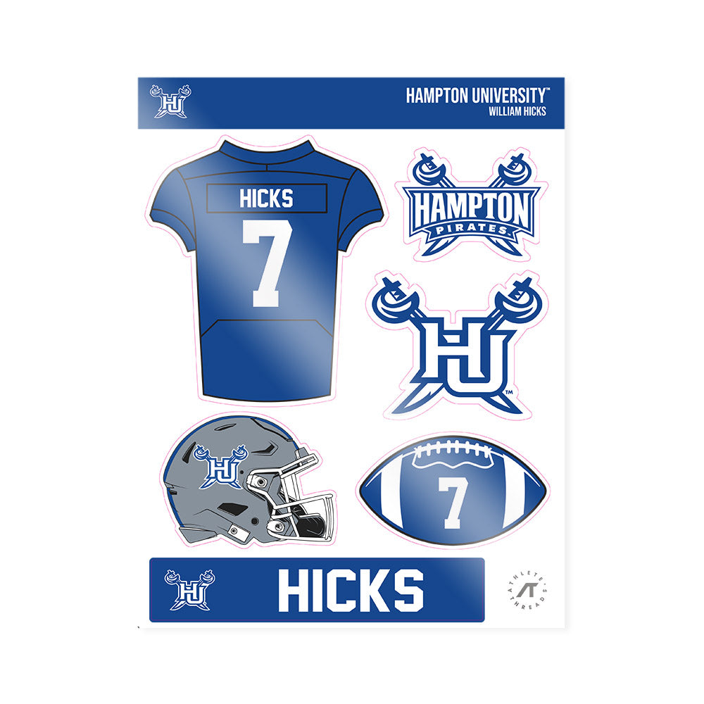 Hampton - NCAA Football : William Hicks - Sticker Sheet-0