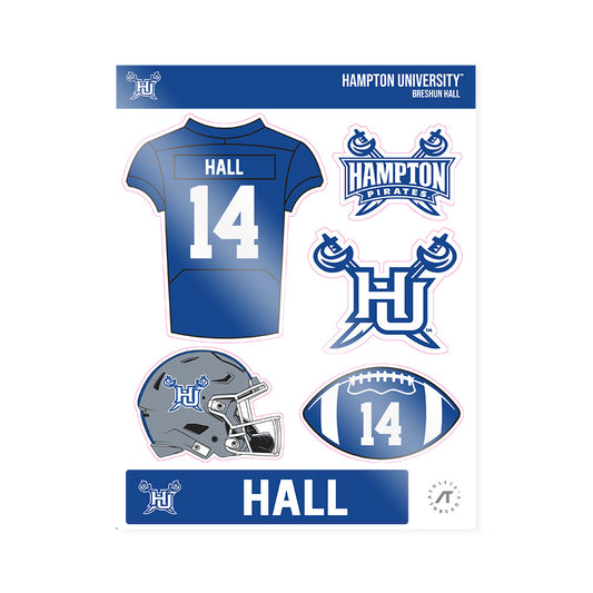Hampton - NCAA Football : Breshun Hall - Sticker Sheet-0