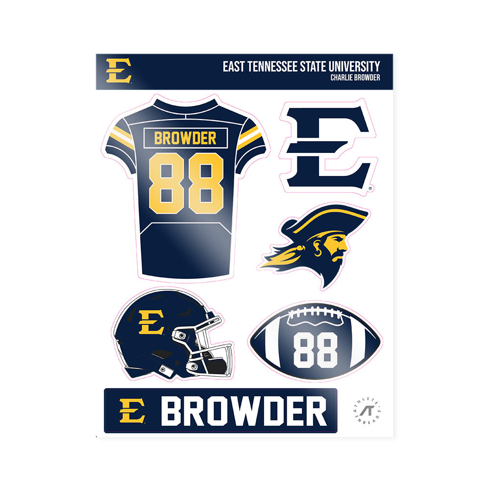 East Tennessee State - NCAA Football : Charlie Browder - Sticker Sheet-0