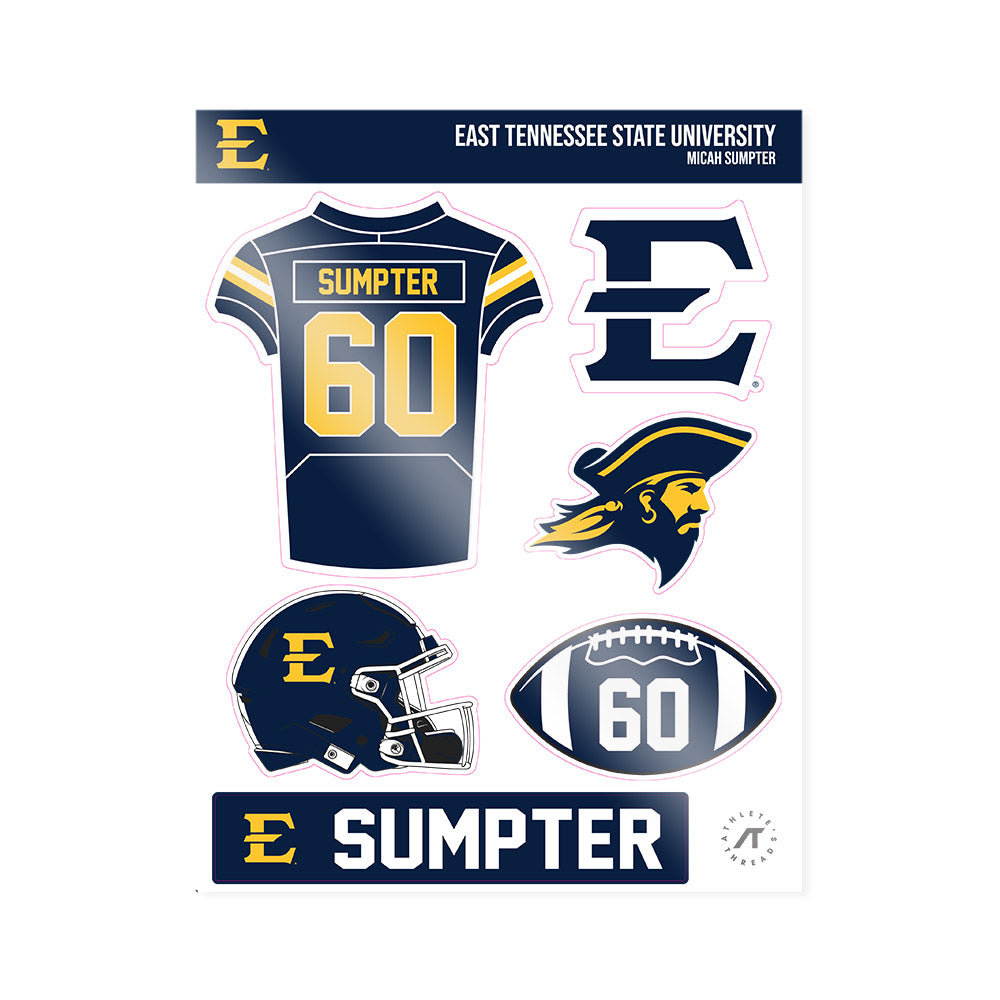 East Tennessee State - NCAA Football : Micah Sumpter - Sticker Sheet-0