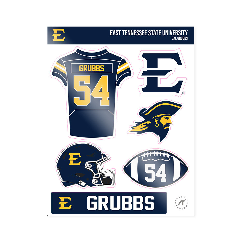 East Tennessee State - NCAA Football : Cal Grubbs - Sticker Sheet-0