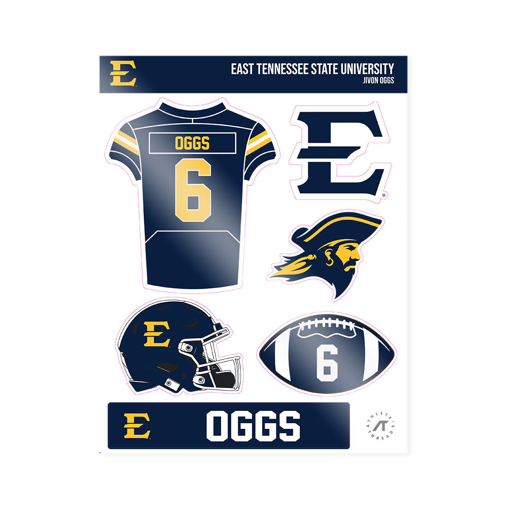 East Tennessee State - NCAA Football : Jivon Oggs - Sticker Sheet-0