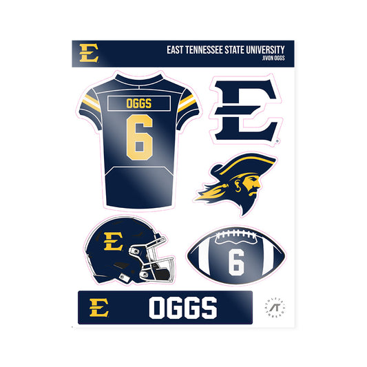 East Tennessee State - NCAA Football : Jivon Oggs - Sticker Sheet-0