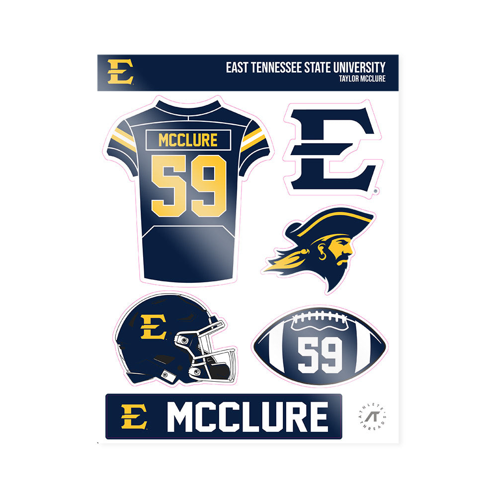 East Tennessee State - NCAA Football : Taylor McClure - Sticker Sheet-0
