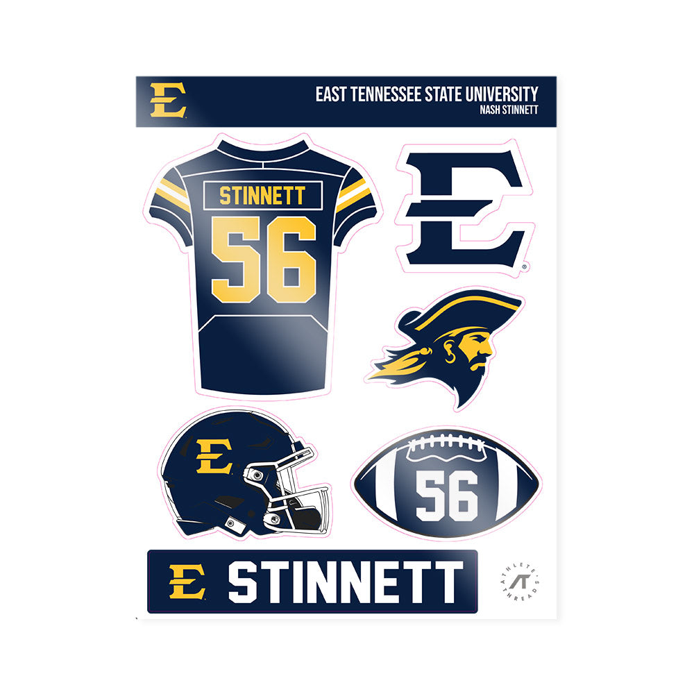 East Tennessee State - NCAA Football : Nash Stinnett - Sticker Sheet-0